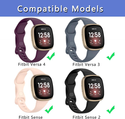 [3 PACK] Silicone Slim Band Compatible with Fitbit Versa 4 Bands Women Men, Soft Narrow Sport Strap Wristbands for Versa 4/Versa 3/Sense 2/Sense