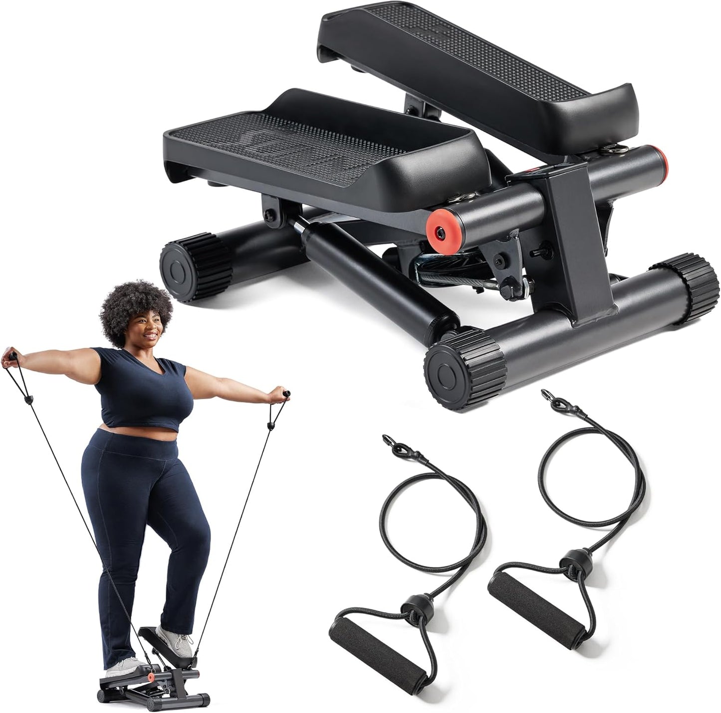 Mini Steppers for Exercise at Home, Stair Step Workout Machine with Optional Resistance Bands, Full Body Cardio Equipment, Optional Free Sunnyfit App Connection Smart Stepper
