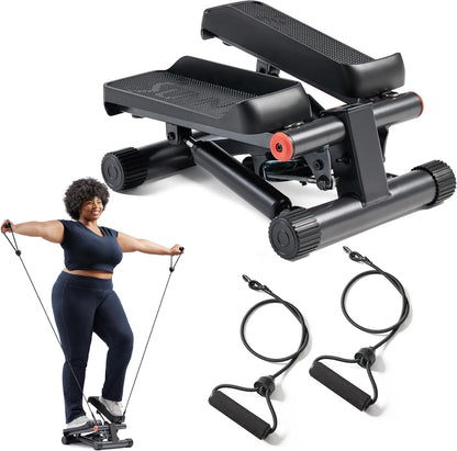 Mini Steppers for Exercise at Home, Stair Step Workout Machine with Optional Resistance Bands, Full Body Cardio Equipment, Optional Free Sunnyfit App Connection Smart Stepper