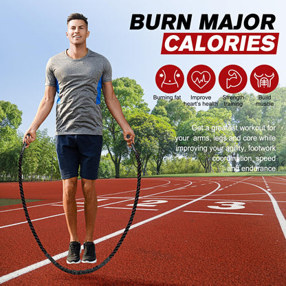 HPYGN Weighted Heavy Skipping/Jump Rope 9.2ft 2.8LB for fitness, Exercise, boxing Gym Training, Home Workout, Improve Strength and Building Muscle, Total Body Workout Equipment for Men
