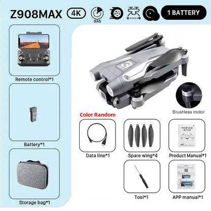 KBDFA MINI Z908Pro Max Drone 4K ESC Professional WIFI FPV Dron Obstacle Avoidance Brushless Four-Axis Folding RC Quadcopter Toys