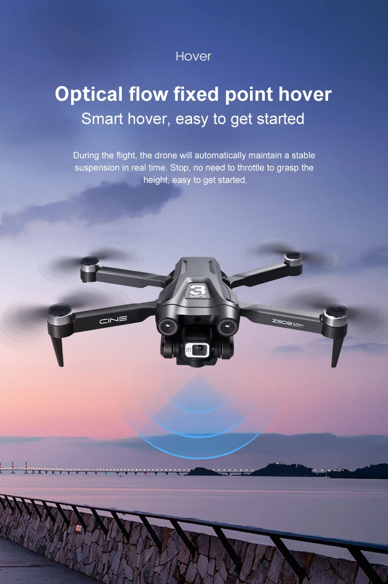 KBDFA MINI Z908Pro Max Drone 4K ESC Professional WIFI FPV Dron Obstacle Avoidance Brushless Four-Axis Folding RC Quadcopter Toys