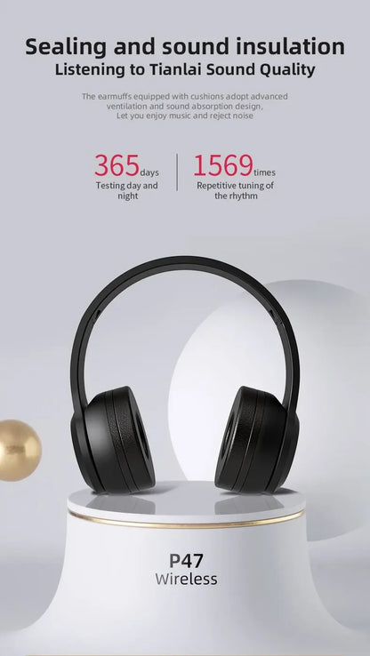 Stereo P47 Headset 5.0 Bluetooth Headset Folding Series Wireless Sports Game Headset for iPhone XiaoMi