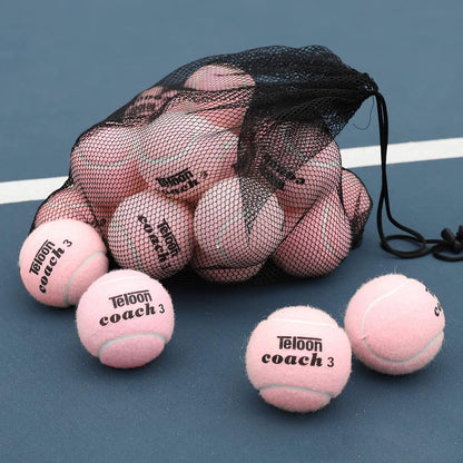 Pressureless Training Tennis Balls - Available in 12 or 18 Count with Mesh Carry Bag, Four Color Options for Beginners