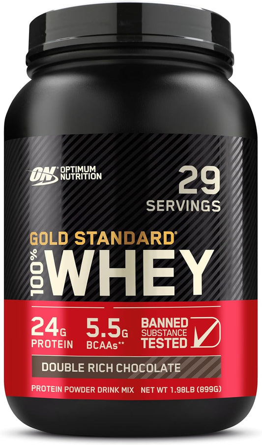 Gold Standard 100% Whey Protein Powder, Double Rich Chocolate, 2 Pound (Packaging May Vary)