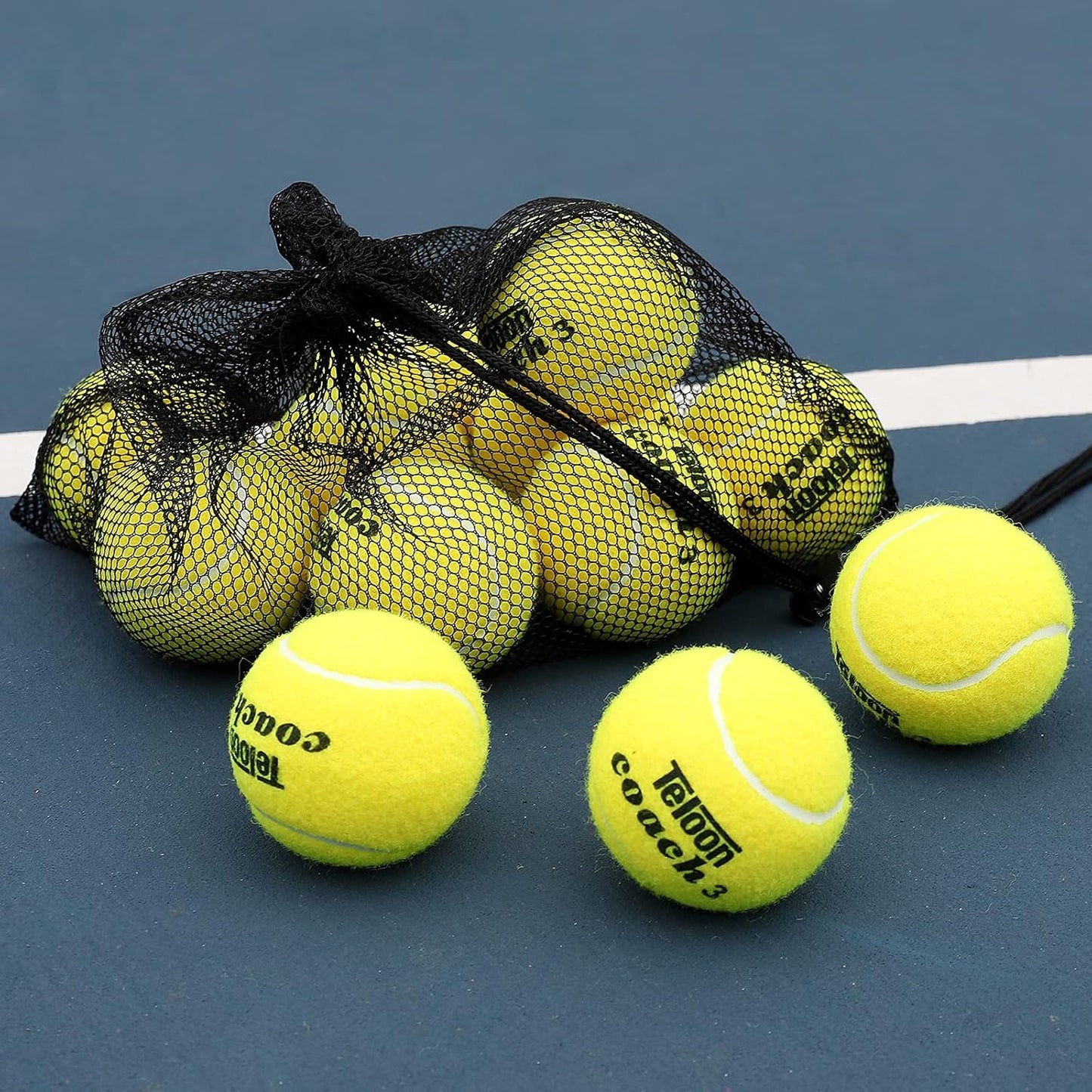 Pressureless Training Tennis Balls - Available in 12 or 18 Count with Mesh Carry Bag, Four Color Options for Beginners