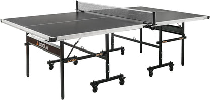 inside - Professional MDF Indoor Table Tennis Table with Quick Clamp Ping Pong Net and Post Set - 10 Minute Easy Assembly - Ping Pong Table with Single Player Playback Mode