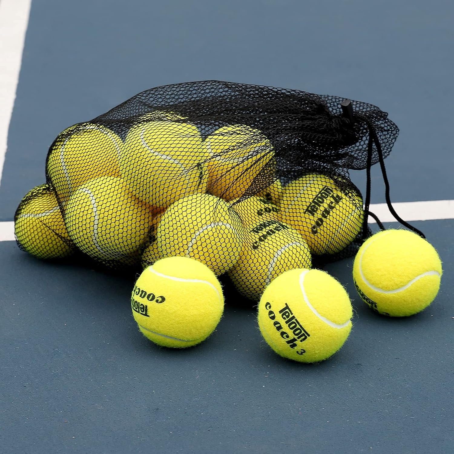 Pressureless Training Tennis Balls - Available in 12 or 18 Count with Mesh Carry Bag, Four Color Options for Beginners