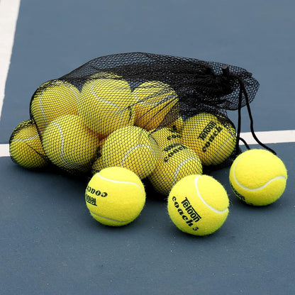 Pressureless Training Tennis Balls - Available in 12 or 18 Count with Mesh Carry Bag, Four Color Options for Beginners