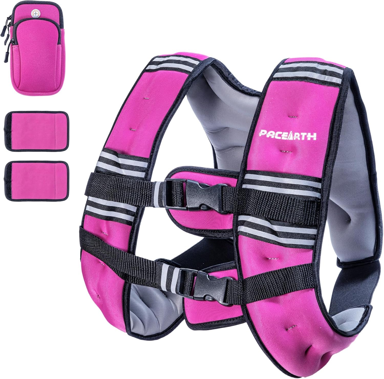 Weighted Vest,4Lb/6Lb/10Lb/12Lb/16Lb/20Lb/25Lb/30Lb Weight Vest with Reflective Stripe, Body Weight Vests Adjustable for Men, Women Workout, Strength Training, Running, Walking, Jogging