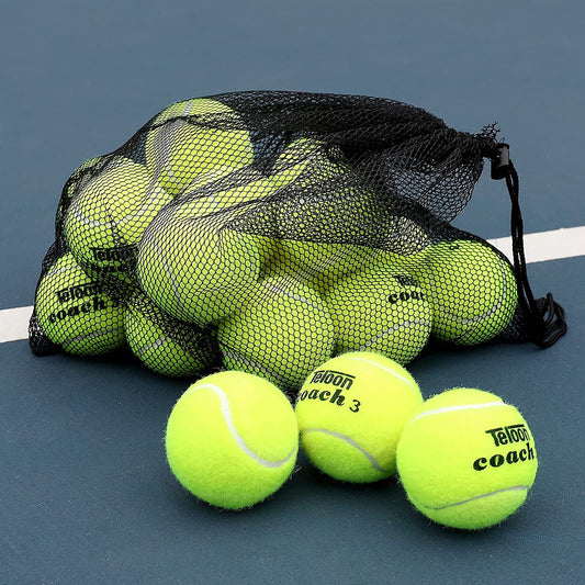 Pressureless Training Tennis Balls - Available in 12 or 18 Count with Mesh Carry Bag, Four Color Options for Beginners